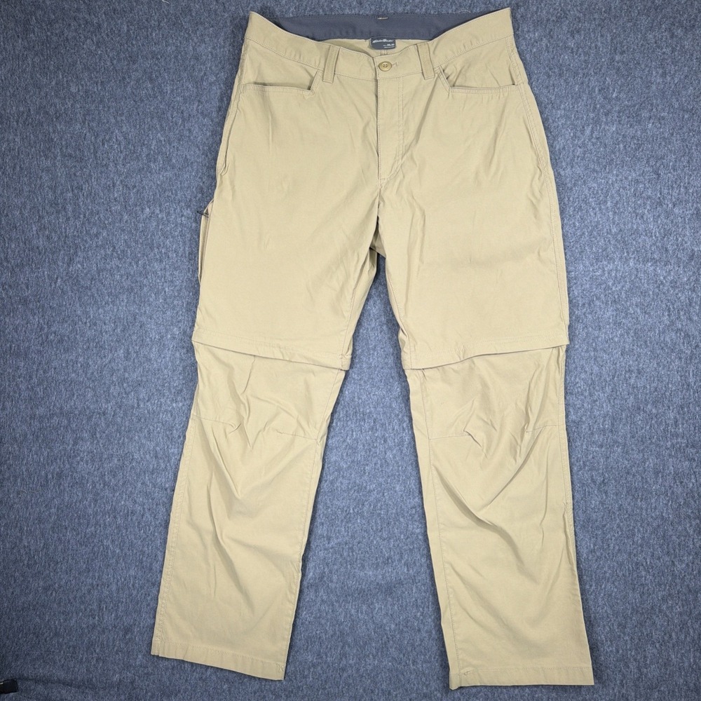 Eddie Bauer Tech Pant Mens Size 34x30 Khaki Nylon Spandex Outdoor Hiking
